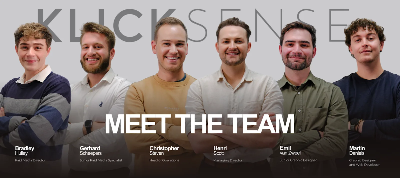 The KlickSense team: Bradley Hulley, Gerhard Scheepers, Christopher Steven, Henri Scott, Emil van Zweel and Martin Daniels The KlickSense team: Bradley Hulley, Gerhard Scheepers, Christopher Steven, Henri Scott, Emil van Zweel and Martin Daniels