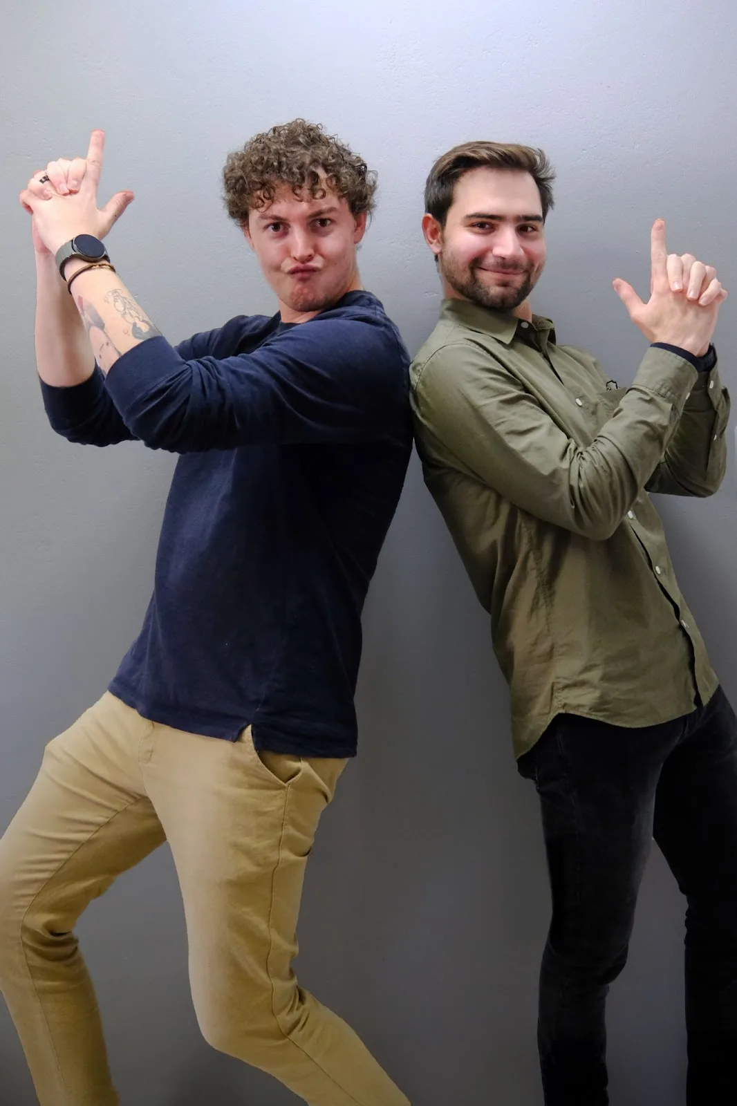 The KlickSense creative department, Martin Daniels and Emil van Zweel, posing back to back The KlickSense creative department, Martin Daniels and Emil van Zweel, posing back to back