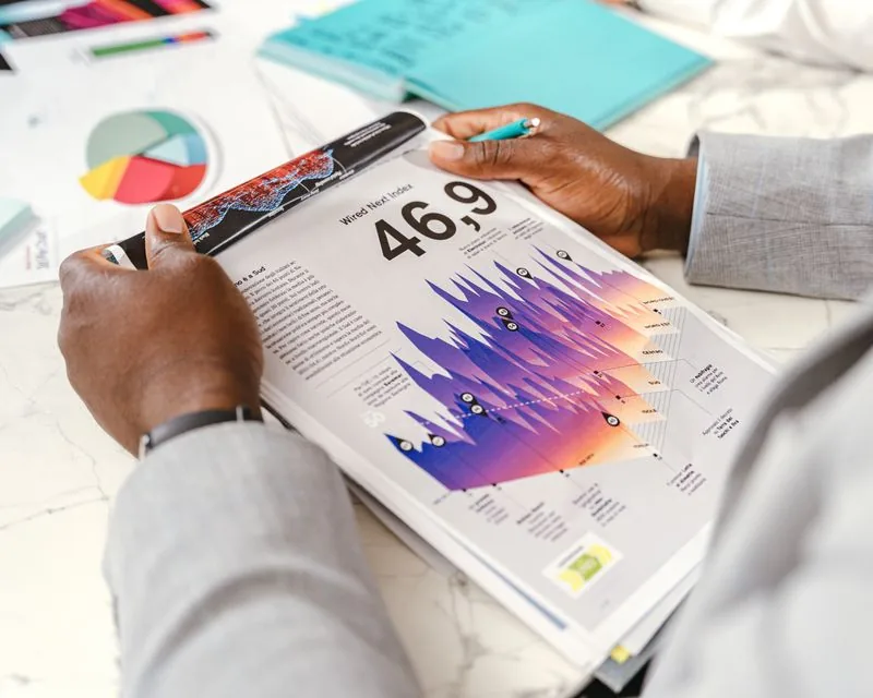 Close-up of a specialist analysing campaign data